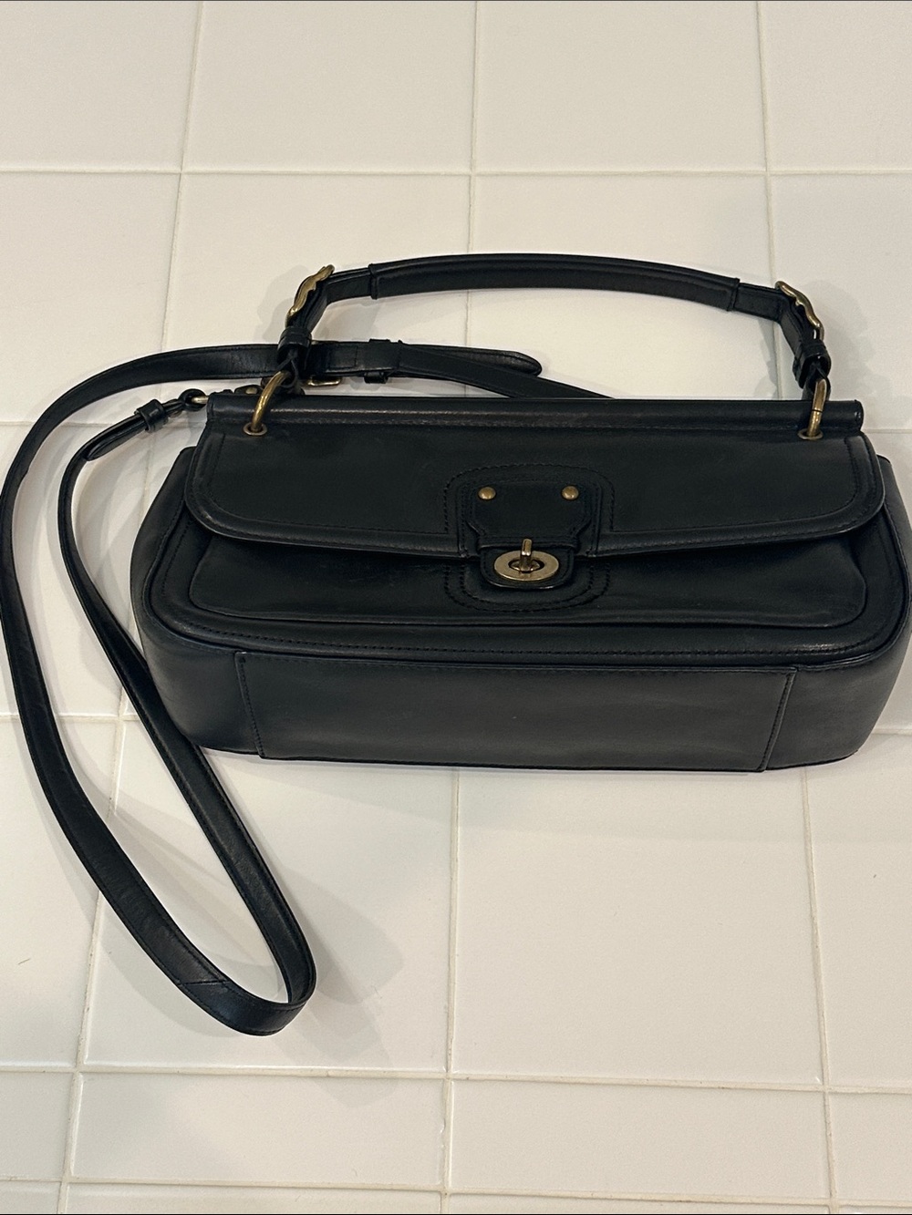 Coach Black Leather Legacy City Willis 22062  Crossbody with Brass Hardware